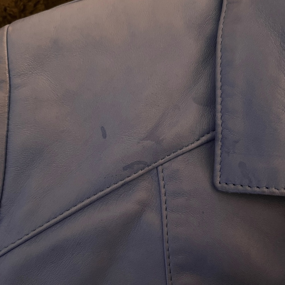 Elegant Sky Blue 100% Cuir Leather Jacket - Picture 4 of 13